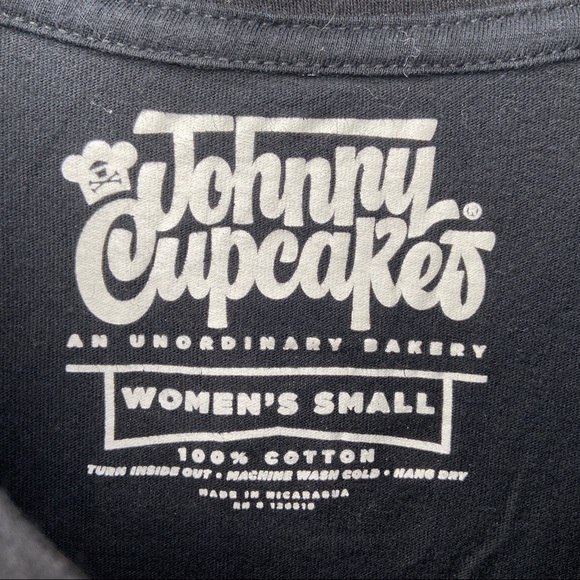 Johnny Cupcakes Womens Shirt Small Black Rainbow Pride LGBTQ Cupcake Crossbones - Picture 7 of 11